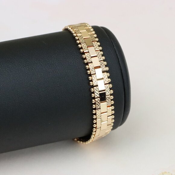 "Elegant Rose Gold Bracelet with Textured Link Detailing, XPBL1003 - Picture 8 of 12